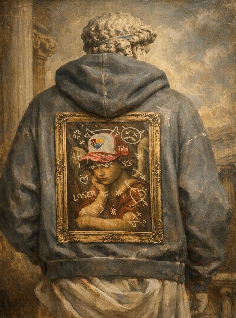 Vandalized Cupid Distressed Pullover | Luxury Graphic Streetwear Hoodie