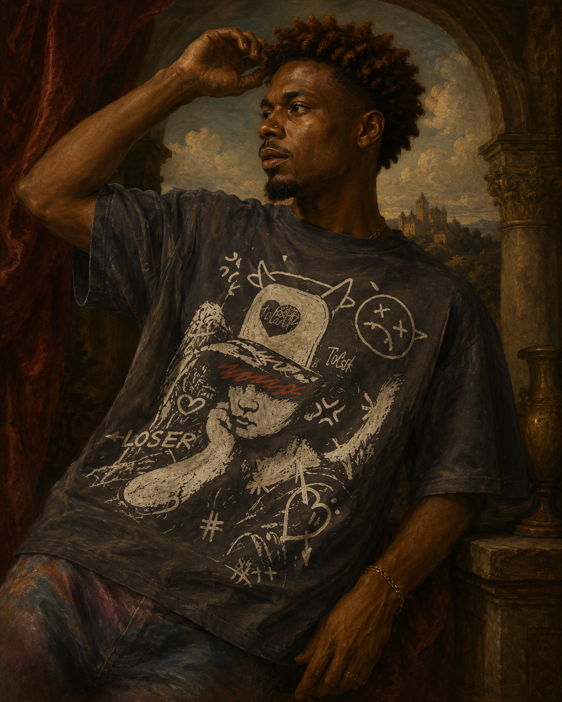 Vandalized Cupid Graphic Oversized Box T-Shirt | Tolsik Streetwear